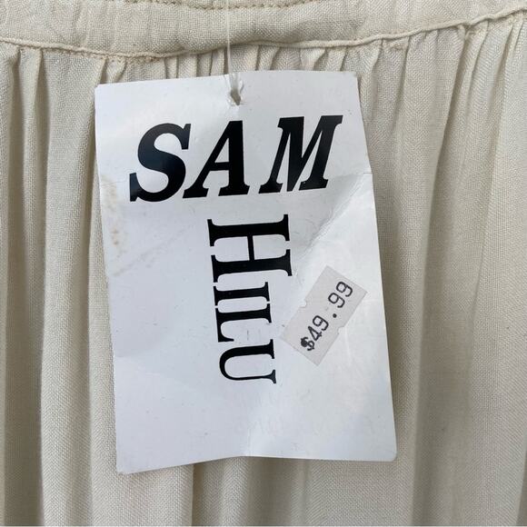 New Sam Hilu Womens Medium Free Size African Mask Boho Ivory Black Maxi Skirt - Picture 4 of 6